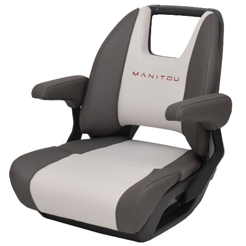 Manitou Boat Low Back Bolster Helm Seat 3014-0008415 | Gray / Red