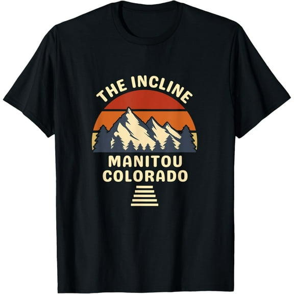 Manitou Colorado The Incline Hike Retro Sunset Mountains T-Shirt
