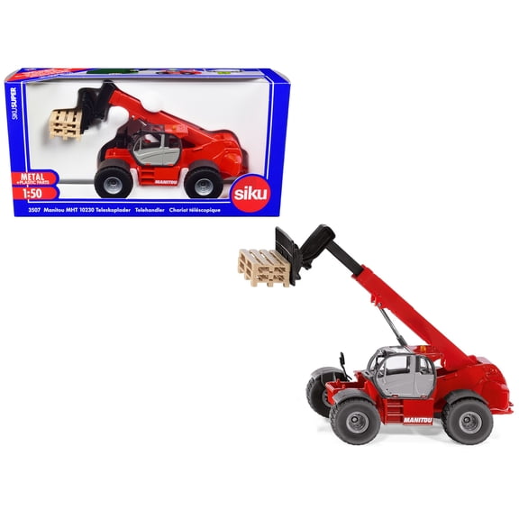 Manitou MHT10230 Telehandler Red with Pallets 1/50 Diecast Models by Siku