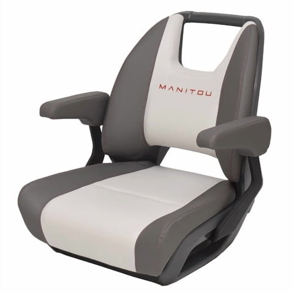 Manitou Pontoon Boat Low Back Helm Seat 3014-0008414 | Gray / Red