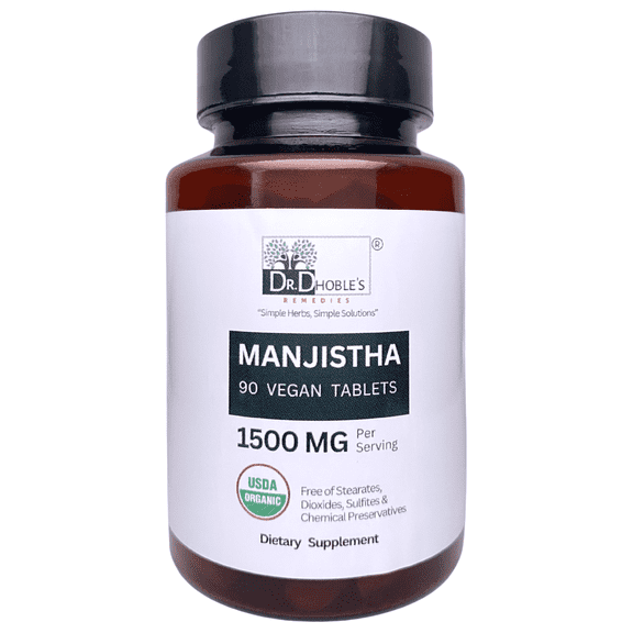 Manjistha Tablets 90 Ct - USDA Organic, Lymphatic Support, Blood Cleanse, Whole Root