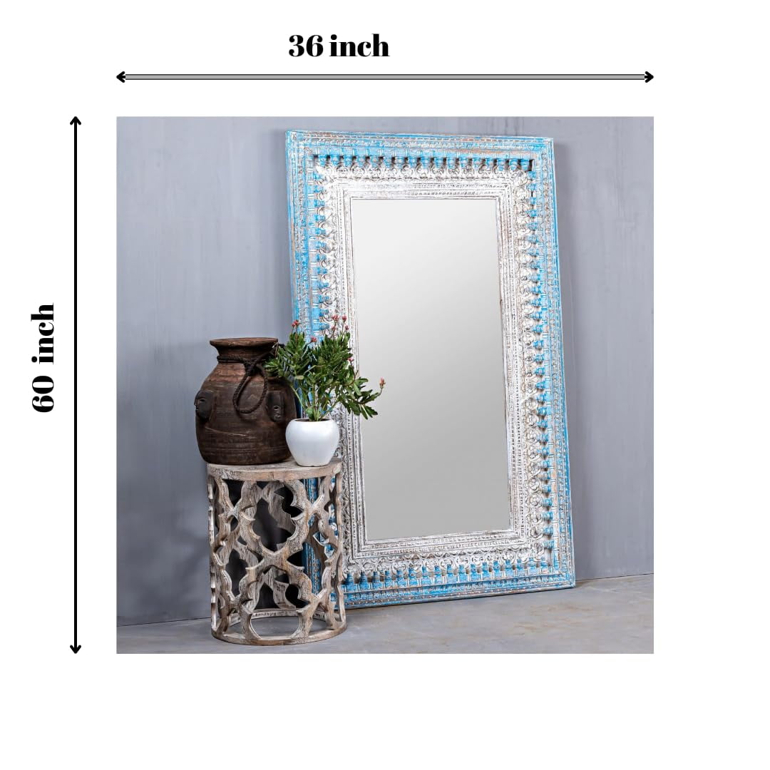Manju Art Creations Wooden Carved Mirror Frame Wall Mirror for Living ...