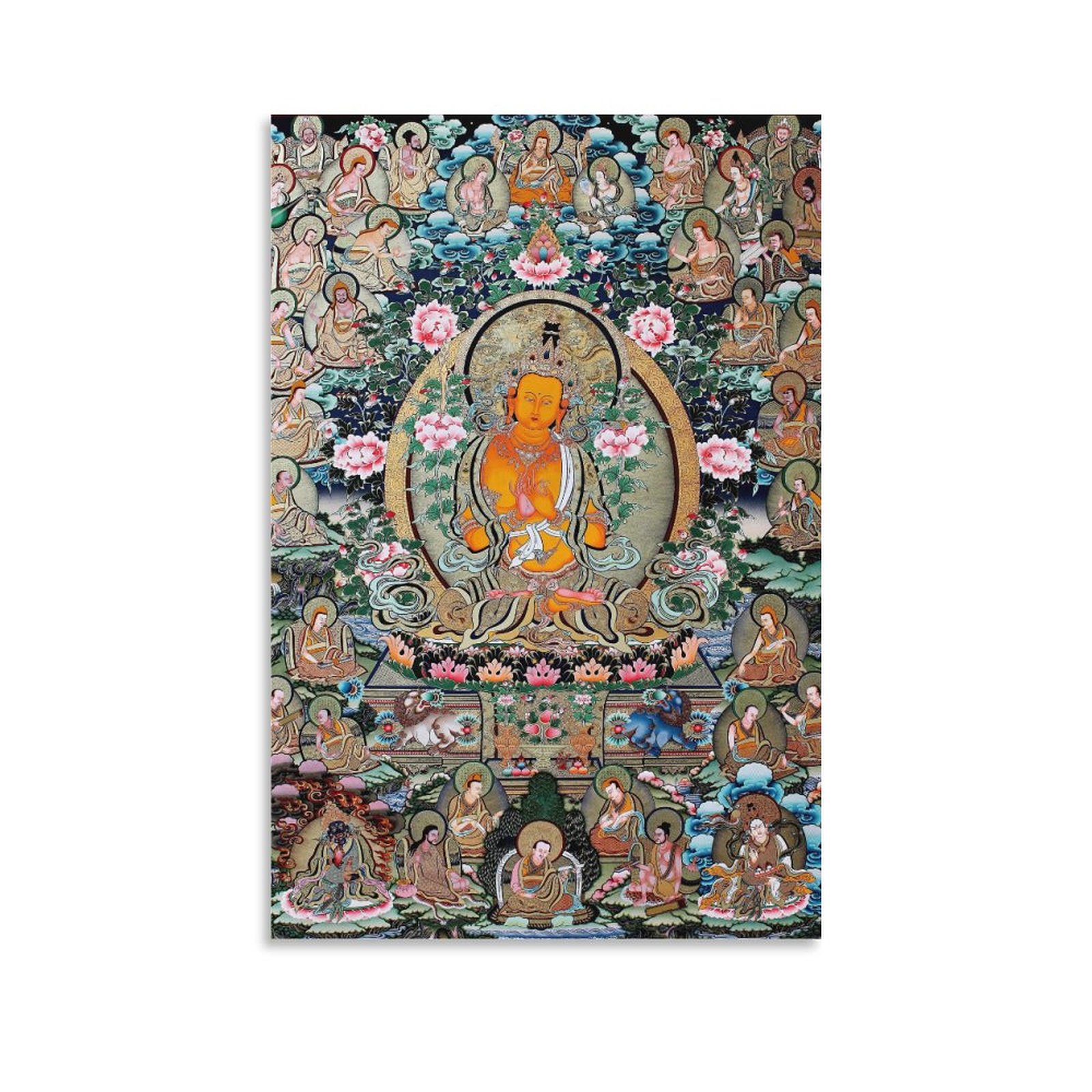 Painel de obra de arte Thangka Manjusri Bodhisattva - Bazar Indiano