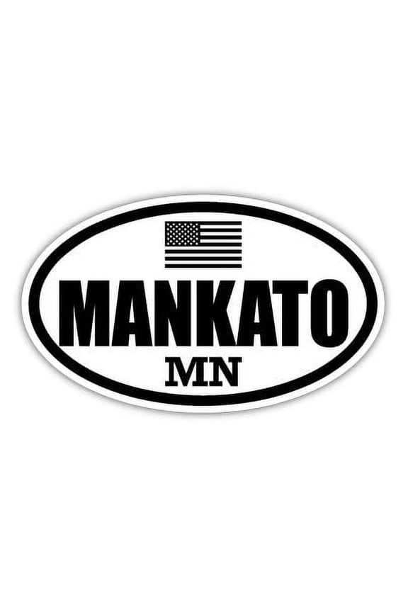 Mankato MN Minnesota Blue Earth County Stealthy Subdued Old Glory US Flag Oval Euro Decal Bumper Sticker 3M Vinyl 3" x 5"