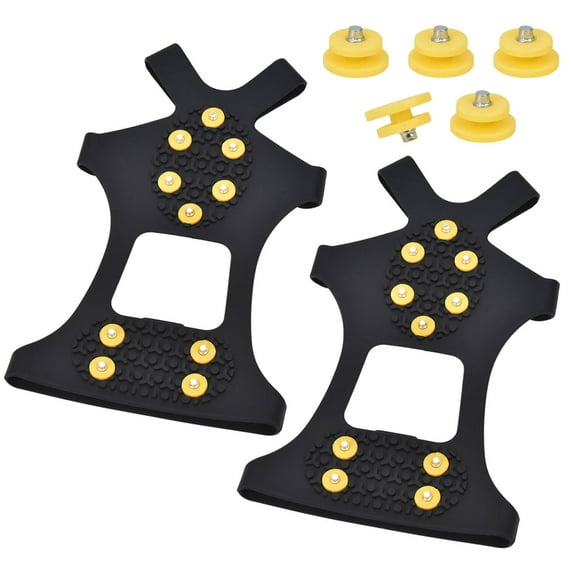 Manledio Ice Cleats for Shoes and Boots - Stainless Steel Studs Crampons for Non-Slip Traction on Snow and Ice - Anti-Slip Grips and Spikes for Hiking Walking and Winter Workers on Slippery Surfaces
