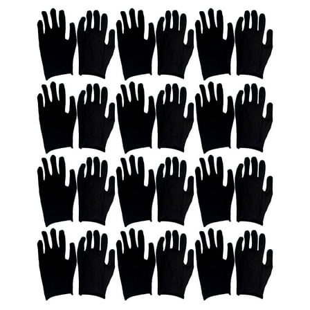 Manlingda 12 Pairs Black Cotton Reusable Work Gloves for Industrial Labor and Gardening