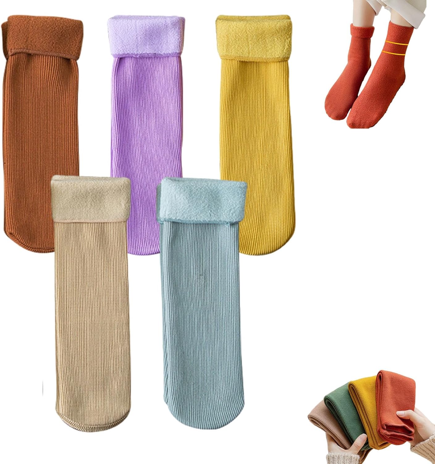 Manlira Women's Fleece Winter Socks - Ultra-Soft Velvet Thermal Socks, 5 Or 10 Pack, One Size Fits Most