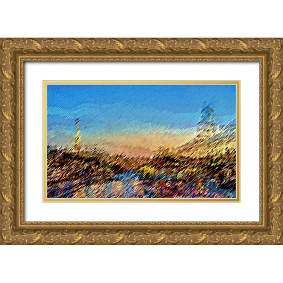 Manlove, David 14x10 Gold Ornate Wood Framed with Double Matting Museum Art Print Titled - Seine River Abstract