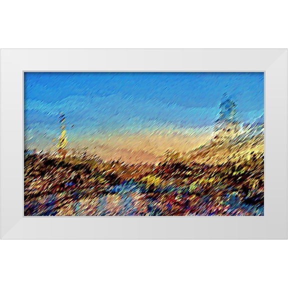 Manlove, David 14x10 White Modern Wood Framed Museum Art Print Titled - Seine River Abstract