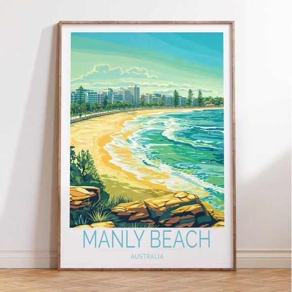 Manly Beach Australia Sydney Coast Print, Unframed Paper Print Size 8x12