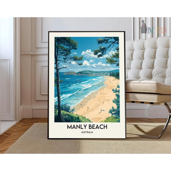 Manly Beach New South Wales Poster, Unframed Canvas 24x36in