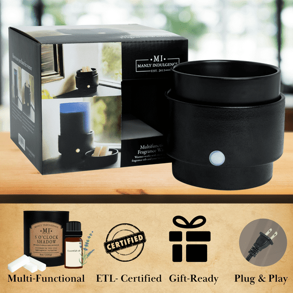 Manly Indulgence 21-Watt 3-in-1 Ceramic Wax Melt Warmer, Matte Black