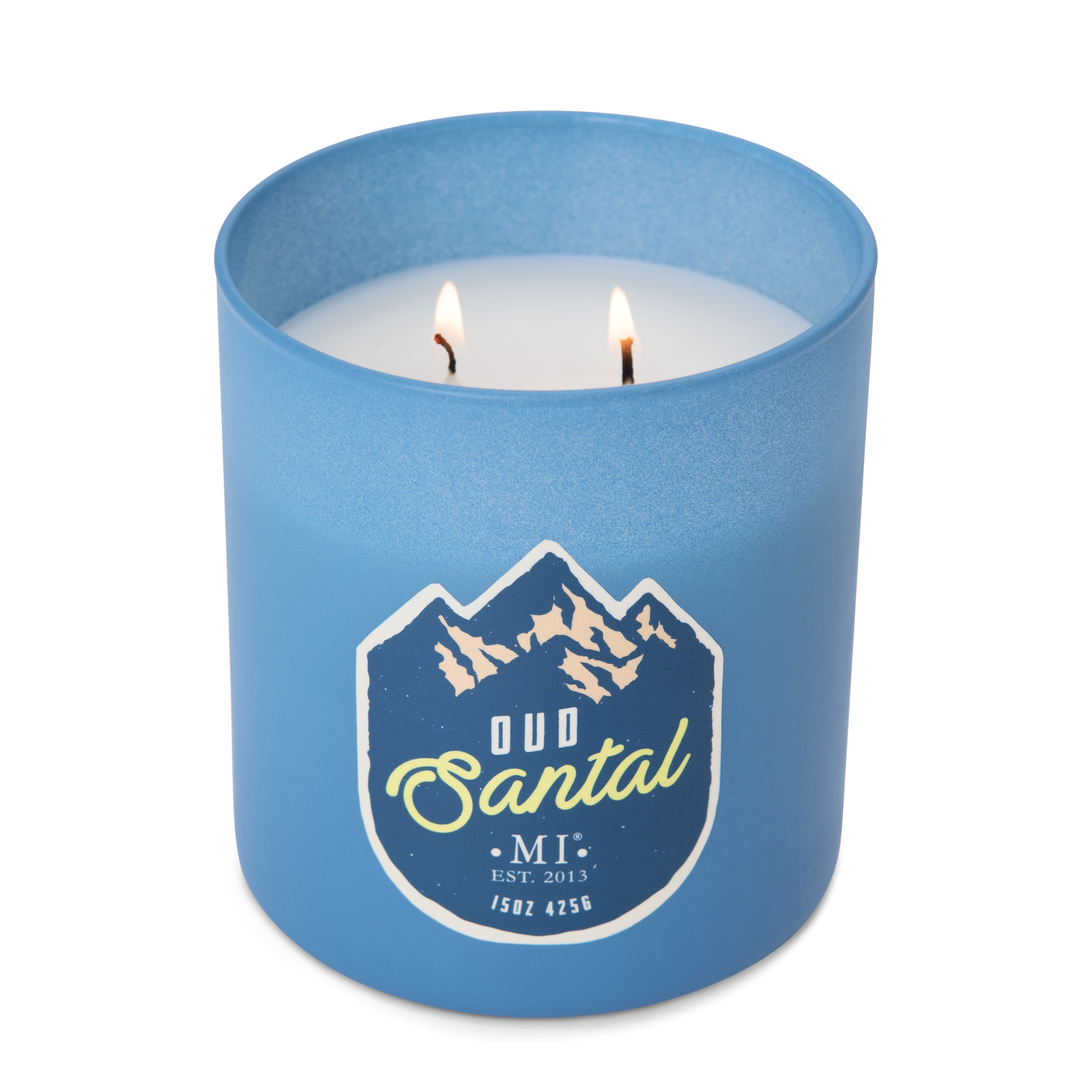 Blue 15 oz Oud Santal Scented Soy Jar Candle