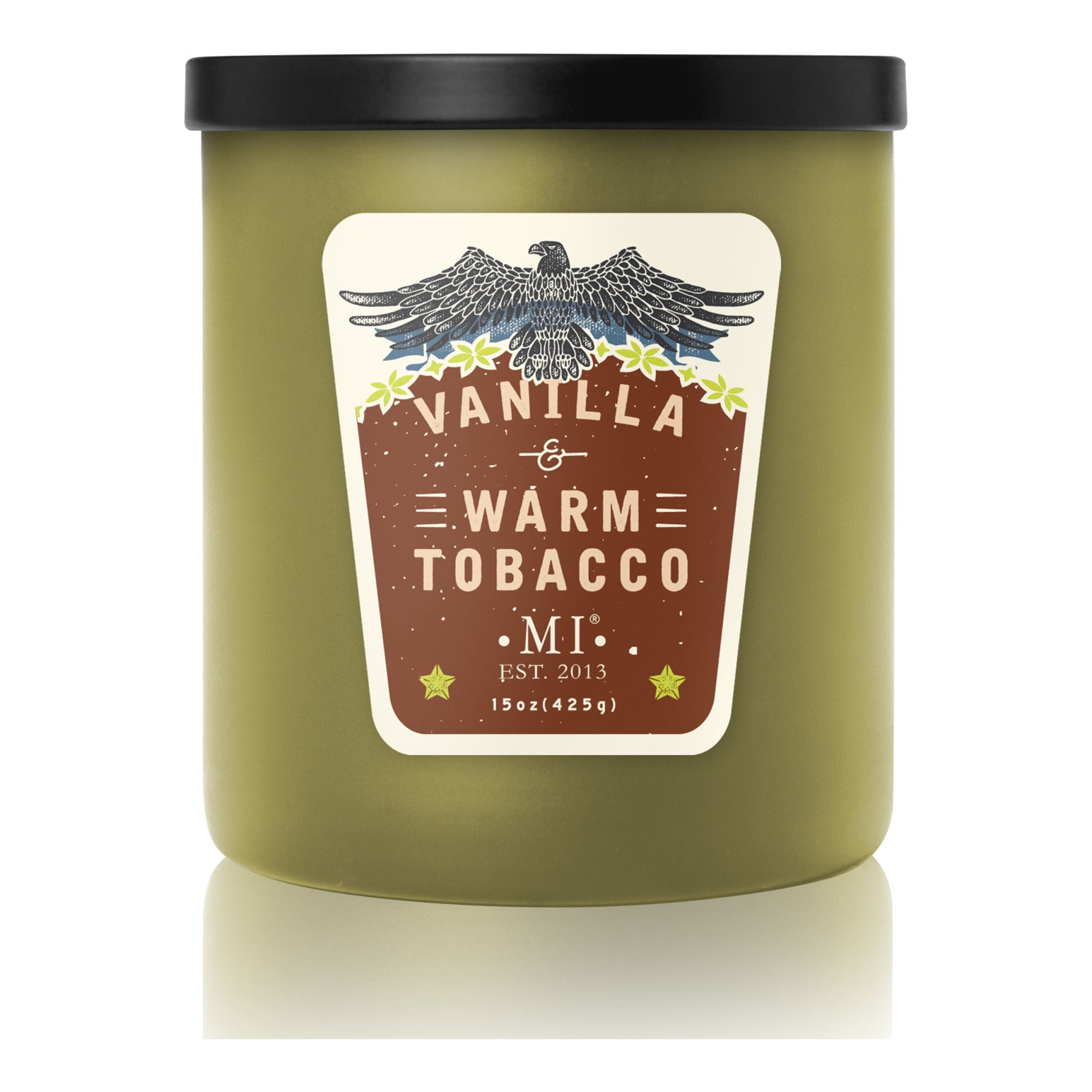Green 15 oz Vanilla & Warm Tobacco Scented Soy Jar Candle