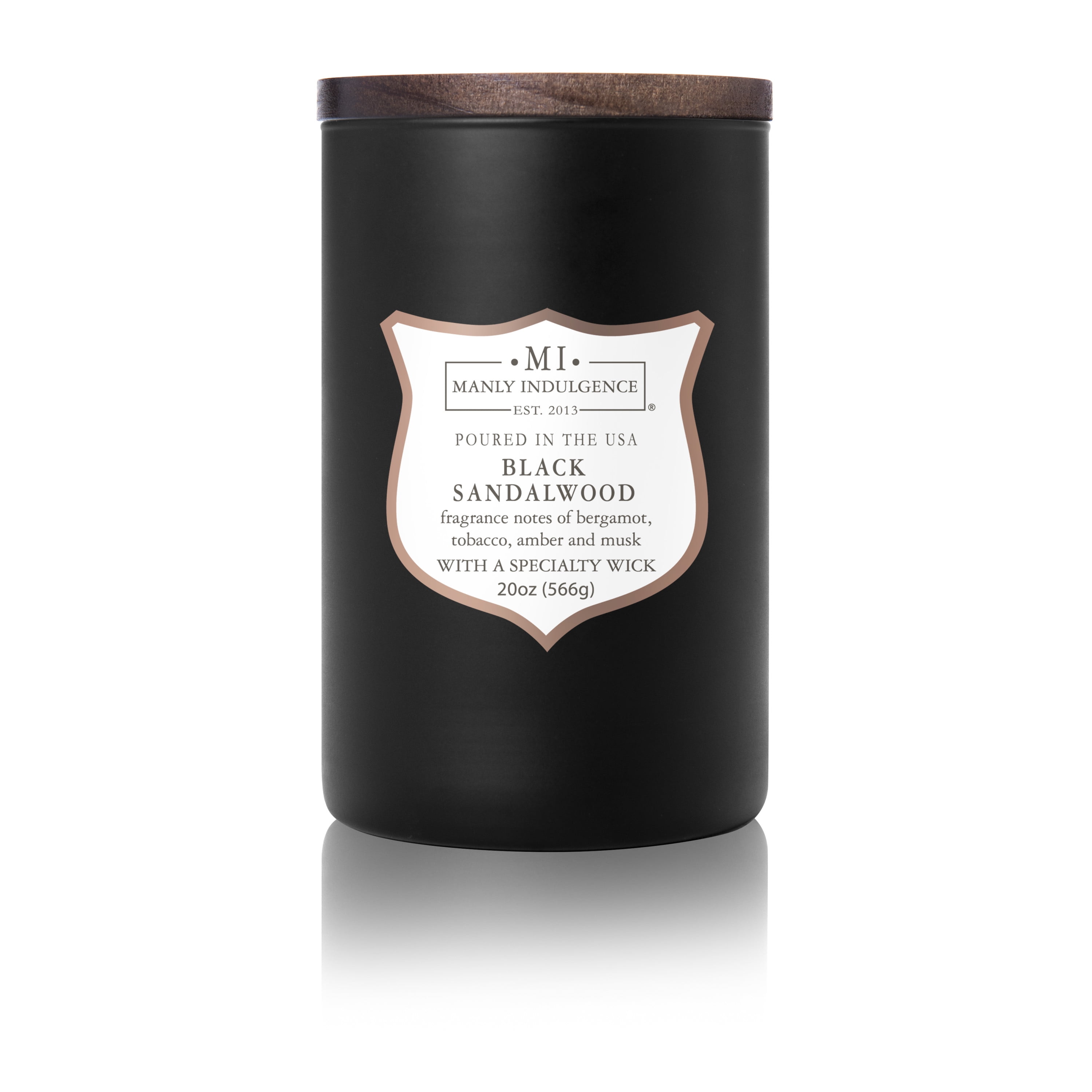 Manly Indulgence Black Sandalwood 20 oz Scented Wood Wick Jar Candle