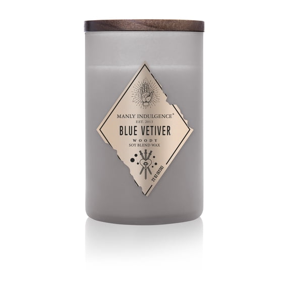Manly Indulgence Blue Vetiver 22 oz 2 Wick Candle, Grey