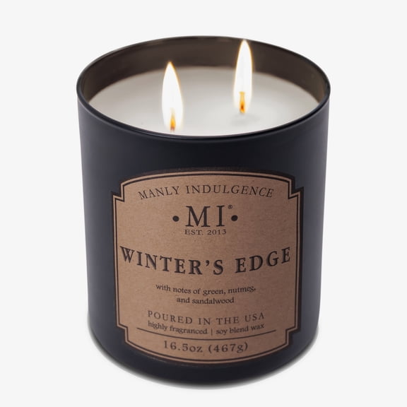 Manly Indulgence Classic+ Winter's Edge Jar Candle, 2 Wick, 16.5 oz, 60 Hours Burn, Woody & Earthy
