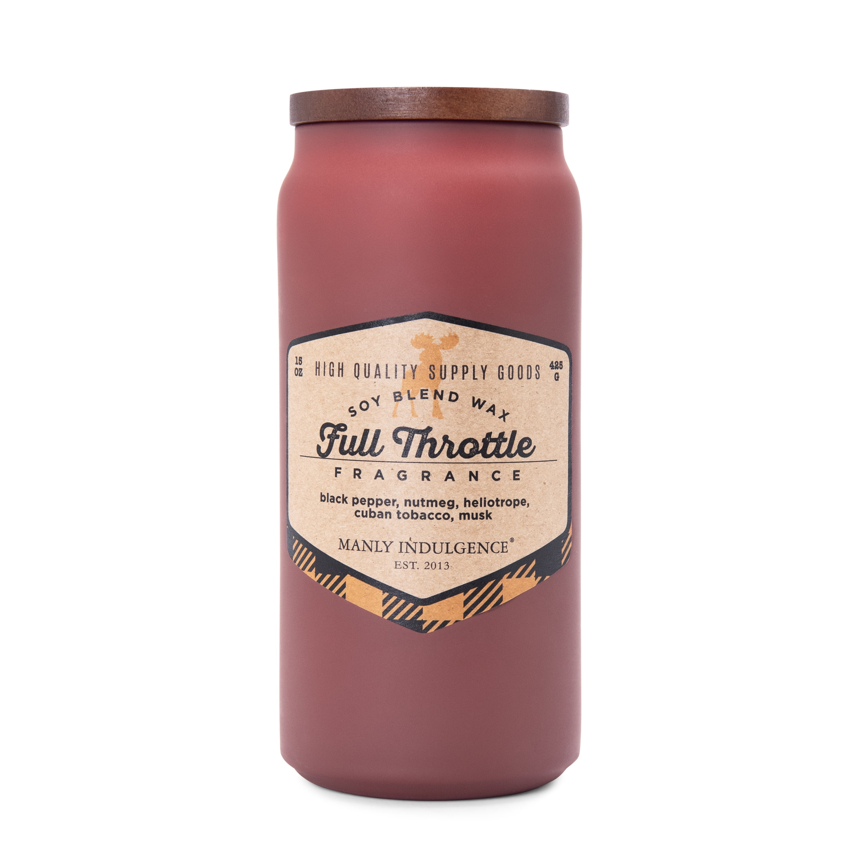 Manly Indulgence Full Throttle Scented Jar Candle, Premium Scented Candles for Men with High Fragrance and Premium Cotton Wick, Adventure Collection, 15 oz - Up To 60 Hours Burn