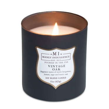 Manly Indulgence Signature Vintage Oak Scented Jar Candle, 15 oz, 60h Burn, Woody & Earthy