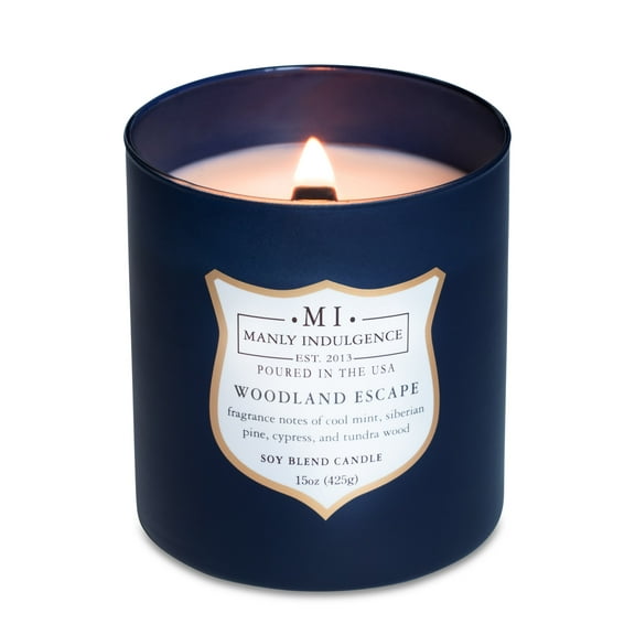 Manly Indulgence Signature Woodland Escape Scented Jar Candle, 15 oz, 60h Burn, Woody & Earthy