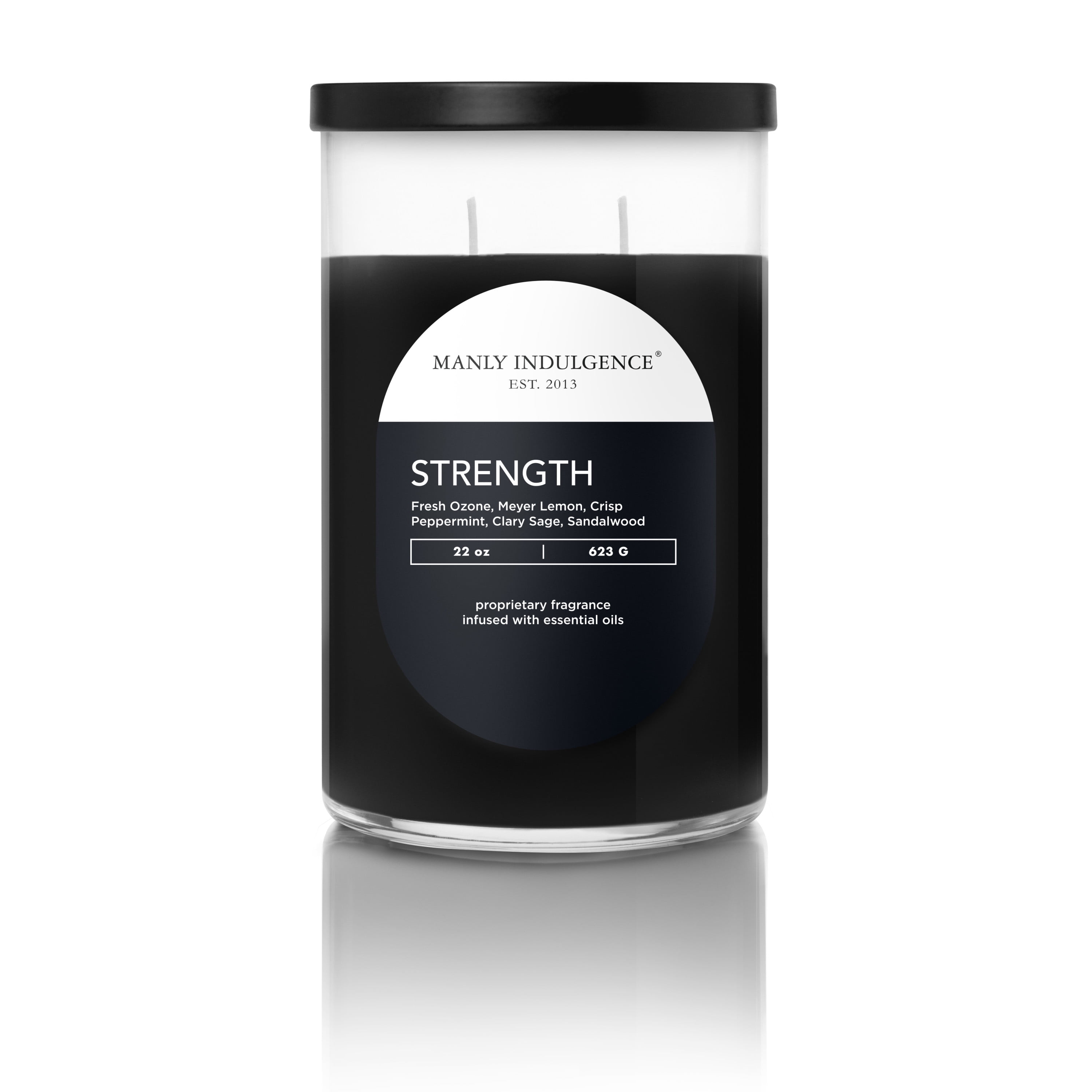 Manly Indulgence Strength 22 oz 2 Wick Candle, Black