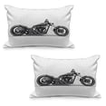 thumbnail image 1 of Manly Quilted Pillowcover Set of 2, Custom Motorcycle Horsepower Adventurous Journey Freedom Ride Masculine Vehicle, Standard Queen Size Pillow Cover Bedroom, 30" x 20", Grey Black White, by Ambesonne, 1 of 1