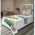 thumbnail image 1 of Ambesonne Colorful Fitted & Top Sheet Set with Sham, Roadsters Old Vintage, Multicolor, 1 of 4