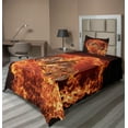 thumbnail image 1 of Ambesonne Black Orange Fitted & Top Sheet Set with Sham, Dangerous Motorbike, Dark Orange Marigold, 1 of 4