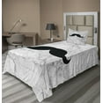 thumbnail image 1 of Ambesonne Manly Fitted & Top Sheet Set with Sham, Mustache Motif Retro, Grey Black White, 1 of 4