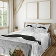 thumbnail image 1 of Ambesonne Manly Fitted & Top Sheet Set with Shams, Mustache Motif Retro, Grey Black White, 1 of 5