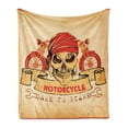 thumbnail image 1 of Manly Soft Flannel Fleece Blanket, Illustration of Skull Classics Motorcycle Dare to Scare Spooky Dangerous Race, Cozy Plush for Indoor and Outdoor Use, 60" x 80", Orange Sand Brown, by Ambesonne, 1 of 5