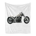 thumbnail image 1 of Manly Soft Flannel Fleece Blanket, Motorbike Hipster Style Dangerous Risky Ride Driving Vehicle Throttle Chopper, Cozy Plush for Indoor and Outdoor Use, 50" x 60", Black White Grey, by Ambesonne, 1 of 5