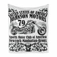 thumbnail image 1 of Manly Soft Flannel Fleece Throw Blanket, USA Johnson Motorsports Club in New York Historic Past Sketch Monochrome Artwork, Cozy Plush for Indoor and Outdoor Use, 50" x 70", Black White, by Ambesonne, 1 of 5