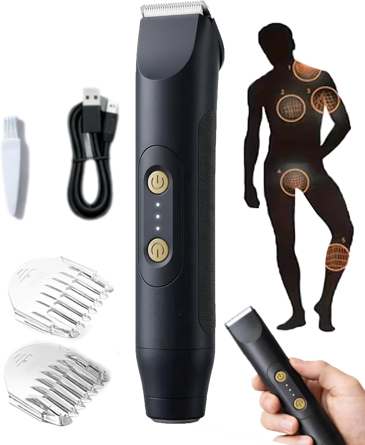 Manmade Trimmer - Electric Ball Trimmer for Men & Women, Skin Safe Edge Body Trimmers & Groin Hair Shaver Bundle, IPX7 Waterproof Wet/Dry Bikini Trimmers, Built for Sensitive Areas