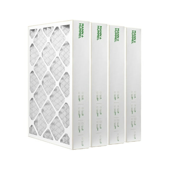 Mann+Hummel 16x25x4 MERV 8 Pleated HVAC AC Furnace Air Filters. Box of 4. (Exact Size: 15.5 x 24.5 x 3.75 Inches)
