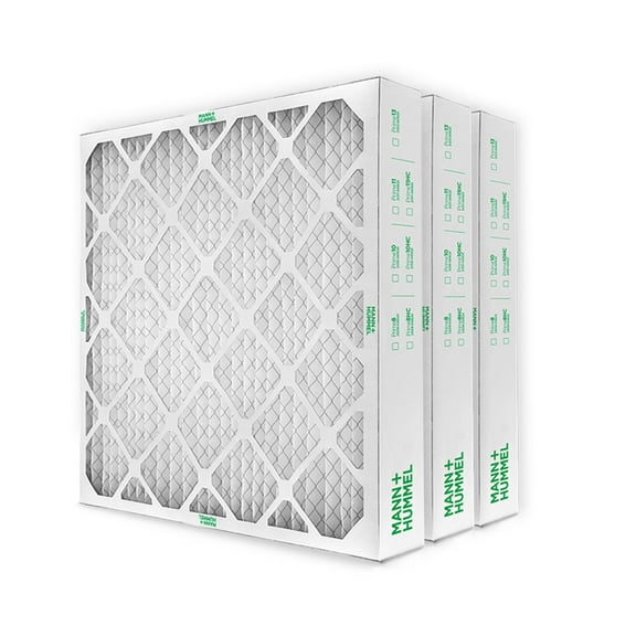 Mann+Hummel 20x25x4 MERV 8 Pleated HVAC AC Furnace Air Filters. 3 Pack. (Exact Size: 19.5 x 24.5 x 3.75 Inches)