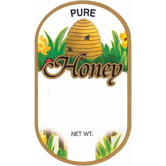 Mann Lake Customizable Golden Skep Honey Labels, Self-Adhesive, Easy-to-Apply, Boost Honey Sales, Multi-Surface Applicable, Roll of 250 (1 3/4" x 3")