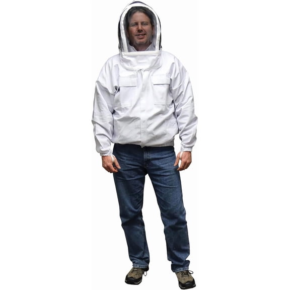 Mann Lake Economy Hooded Beekeeping Jacket, Lightweight Protective Bee Gear with Hooded Veil, Cool & Breathable, Ideal for Warm Weather, Budget-Friendly Beekeeper Outfit for Beginners, Small