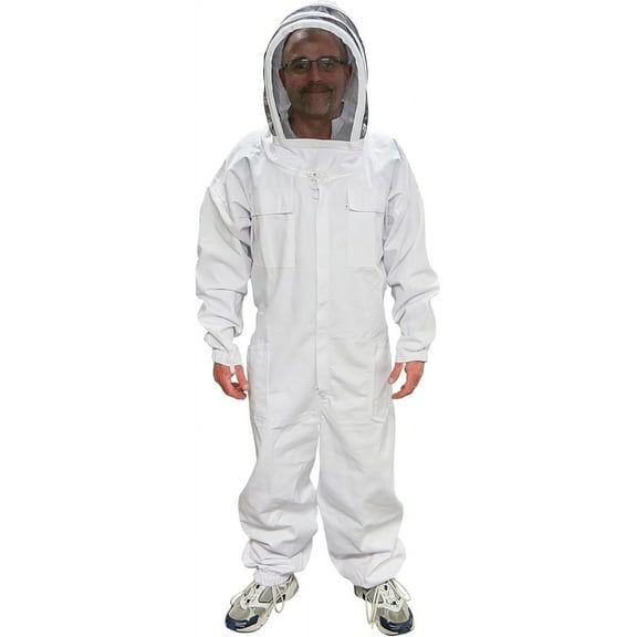 Mann Lake Economy Hooded Beekeeping Suit, Lightweight and Breathable Protective Gear, Budget-Friendly Apparel for Backyard Beekeepers, Durable Beekeeping Equipment with Self-Supporting Veil, Medium