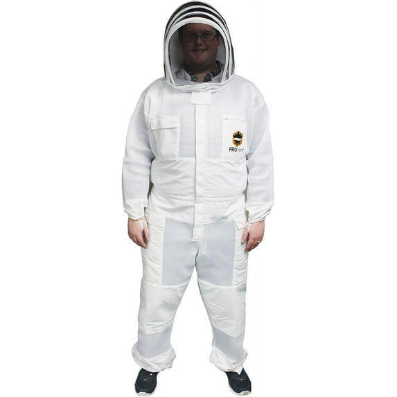 Mann Lake Provent Beekeeping Suit, Professional Grade Protective Bee Gear with Reinforced Knees, Heavy-Duty Elastic Openings, Covered Zippers, Hand Loops, and Velcro Pockets for Tools, X-Large