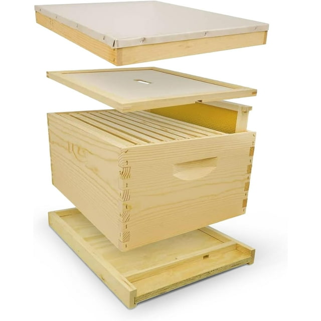 Mann Lake Unassembled Complete Bee Hive Box with Foundation, Langstroth