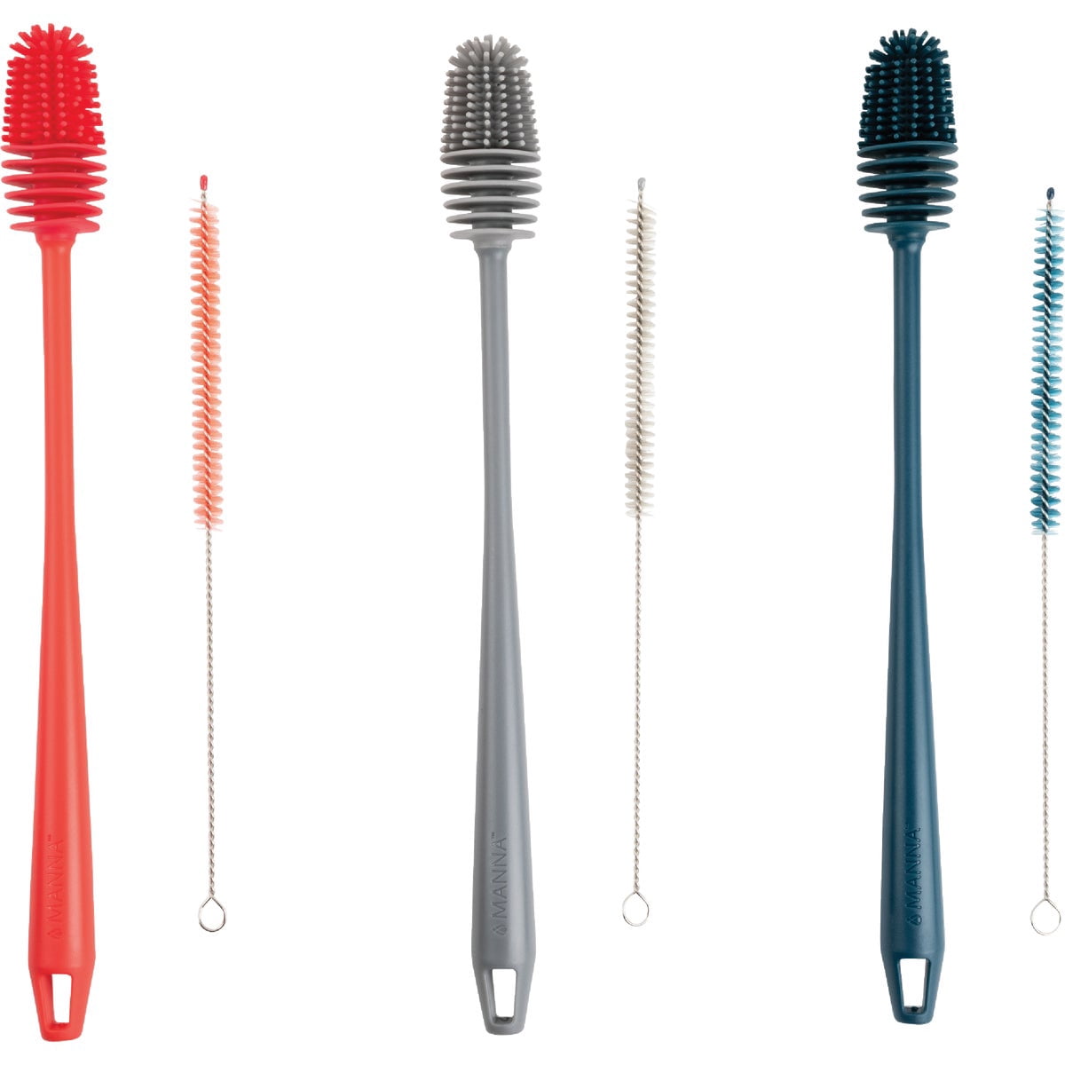 Manna Bottle & Straw Brush Set - Soft TPR Bristles - 2 Piece Set