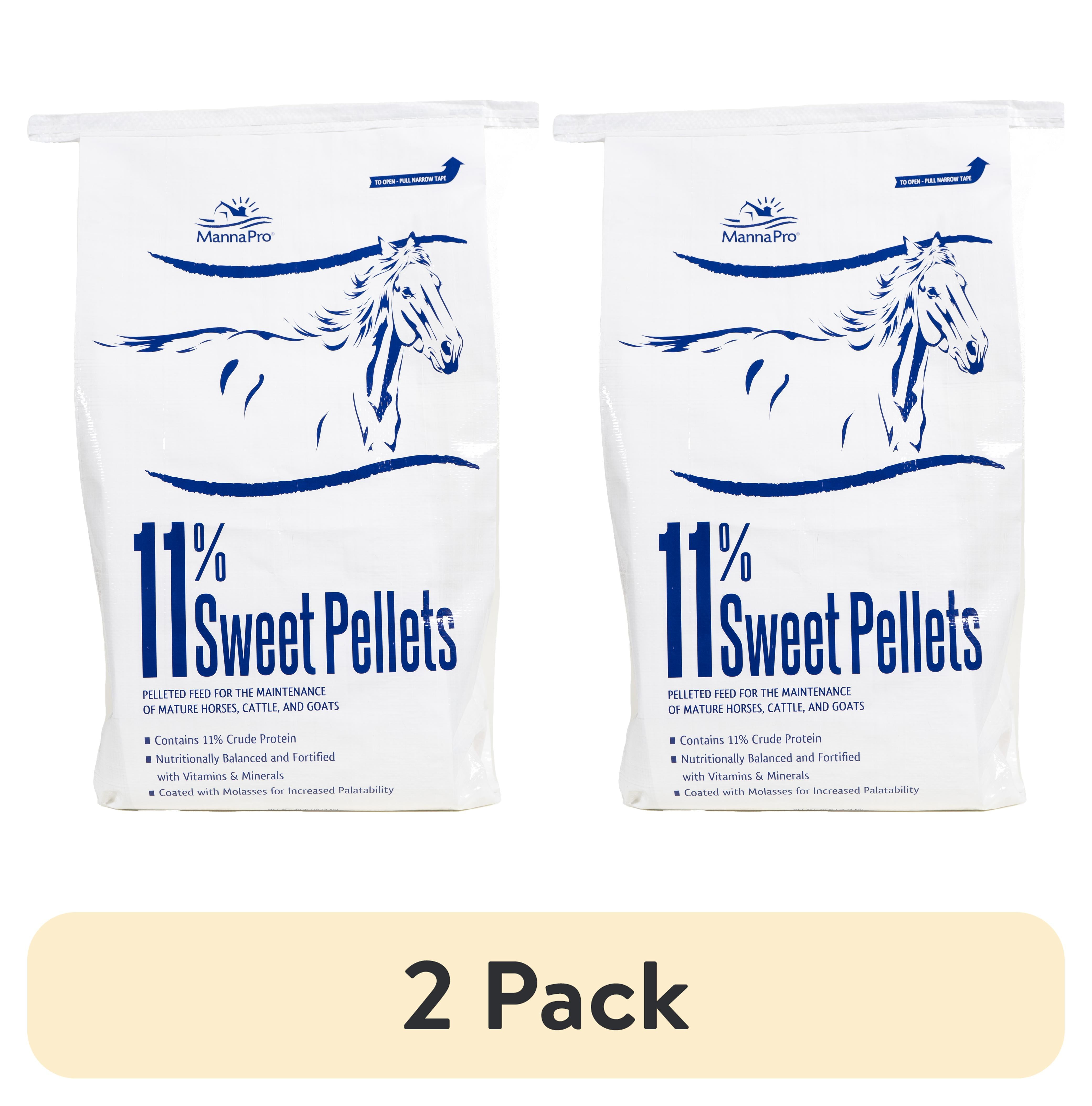 (2 pack) Manna Pro 11 Percent Sweet Feed for Horses, Cattle, and Goats 40lbs