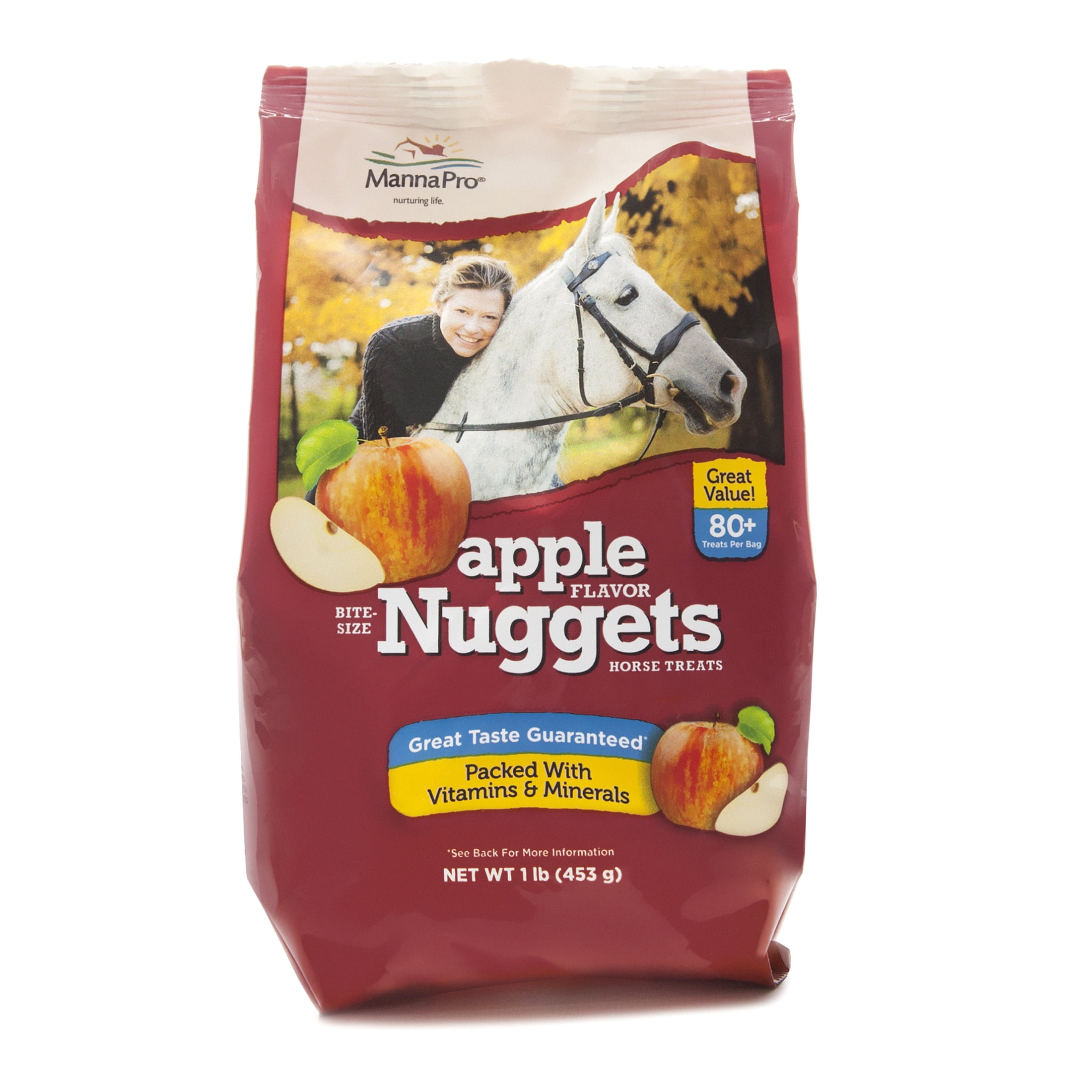 Manna Pro Apple Flavored Bite-Sized Nuggets Horse Treats, 1 Pounds