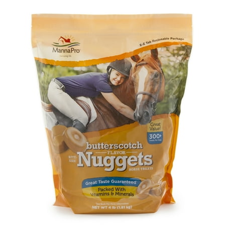 Manna Pro Bite-Size Nuggets Horse Treats, Butterscotch Flavor, 4 lbs