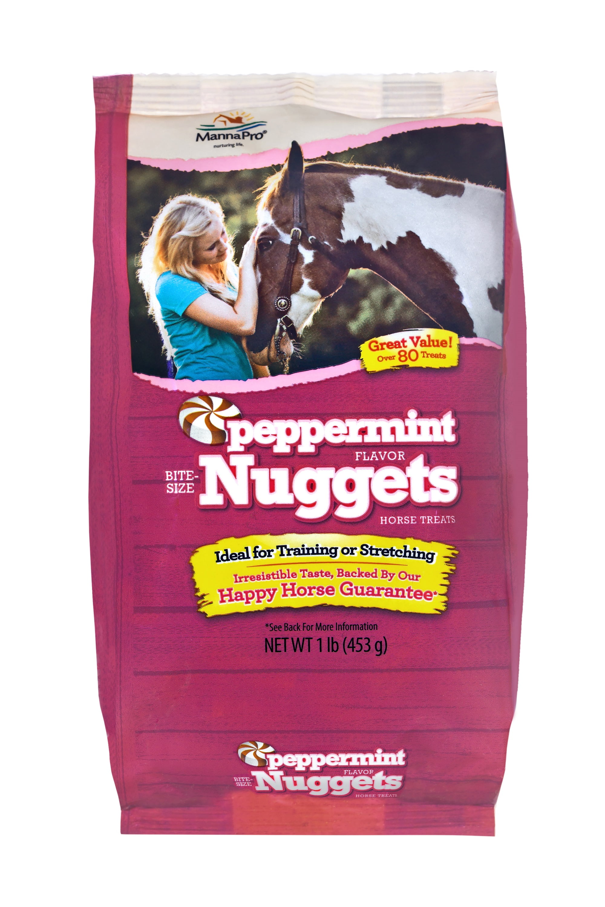 Manna Pro Bite-Size Nuggets Horse Treats, Peppermint Flavor, 1 lb