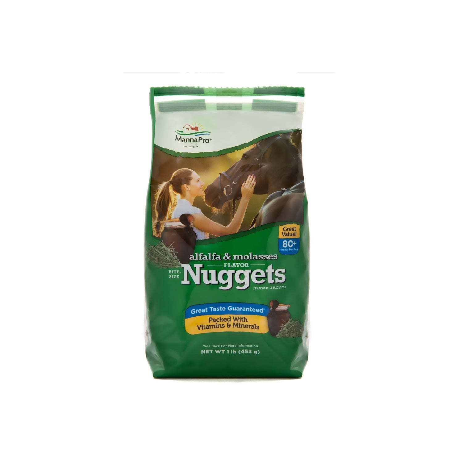 Manna Pro Bite-Size Nuggets for Horses Horse Training Treats Alfalfa & Molasses Flavored Treats for Horses 1 pound