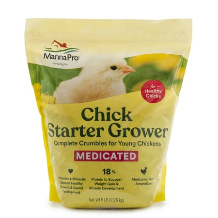 Manna Pro Chick Starter, Medicated Chick Feed Crumbles, Prevents Coccidiosis -1 Bag - 5 lbs