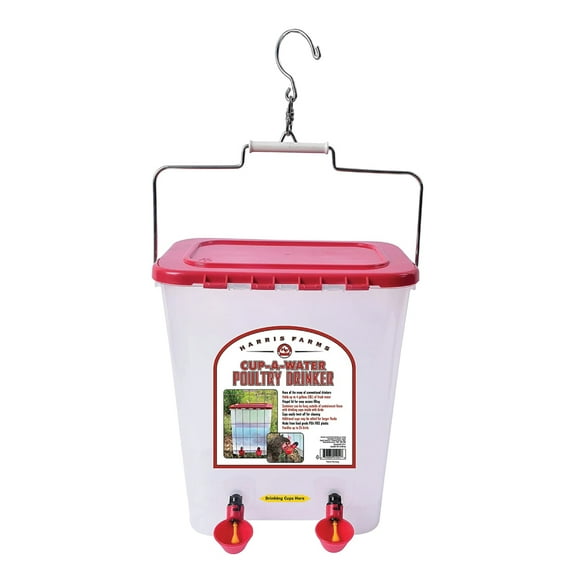 Manna Pro Chicken Waterer | Holds 4 Gallons of Chicken Water | Hanging Waterer for Chicken Coop | Harris Farms Easy Fill Cup Waterer