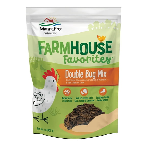 Manna Pro Farmhouse Favorites Chicken Treats - Double Bug Mix - 1 Bag - 2lb